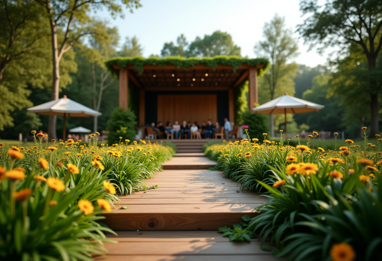 Immagine di un concerto sostenibile con pratiche ecologiche