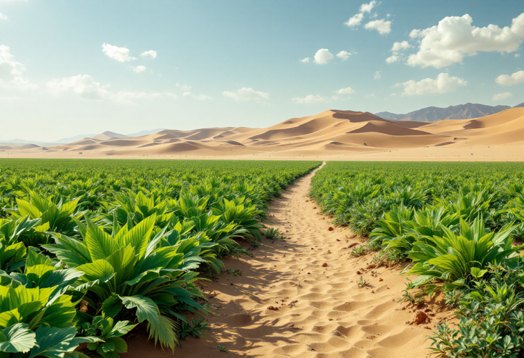 Immagine del progetto di desertificazione nel Taklamakan